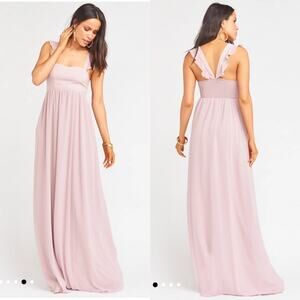 Show Me Your Mumu June Bridesmaid Wedding Maxi Dress in Neutral Mauve Chiffon